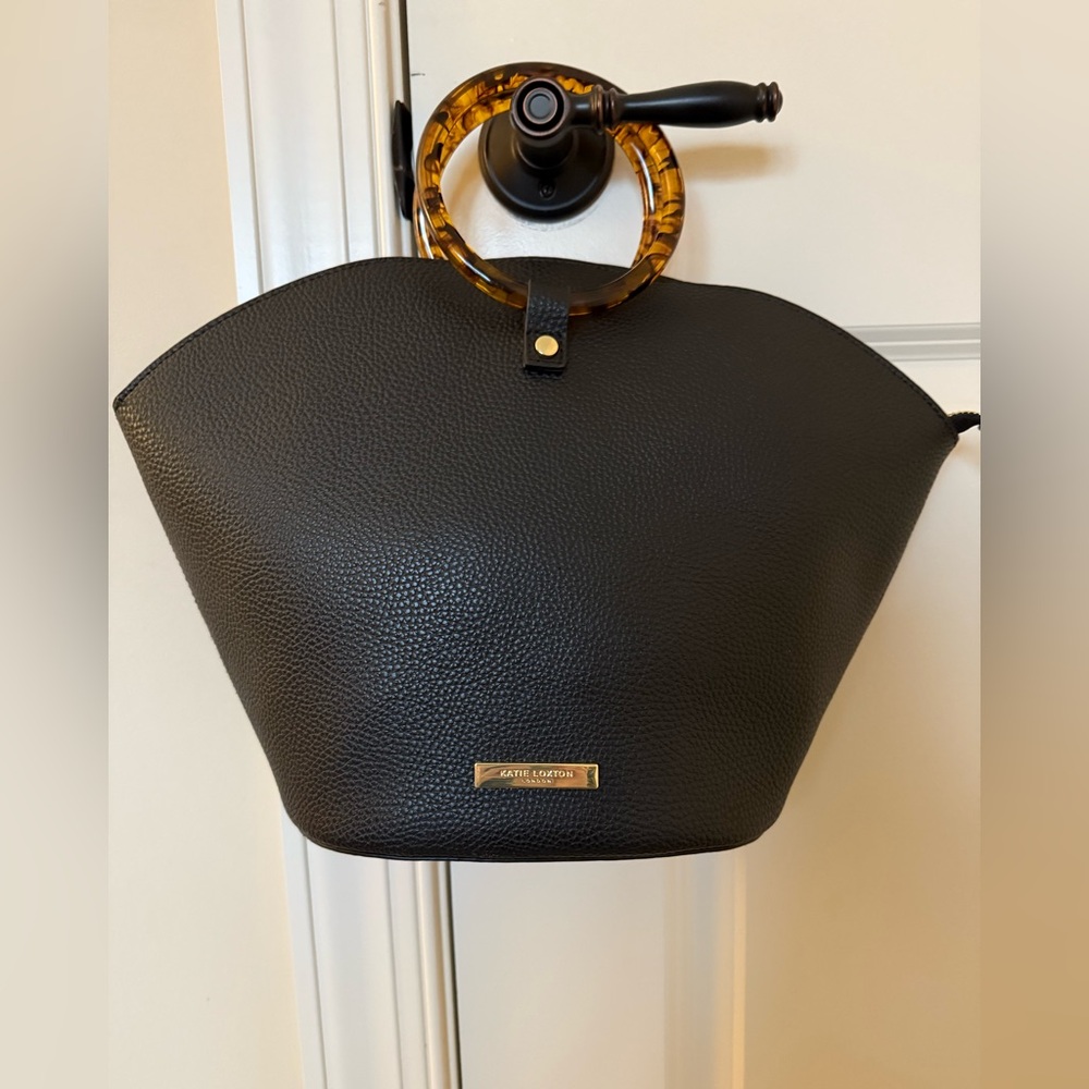 Katie Loxton Elegant Black Tote with Tortoise Handles